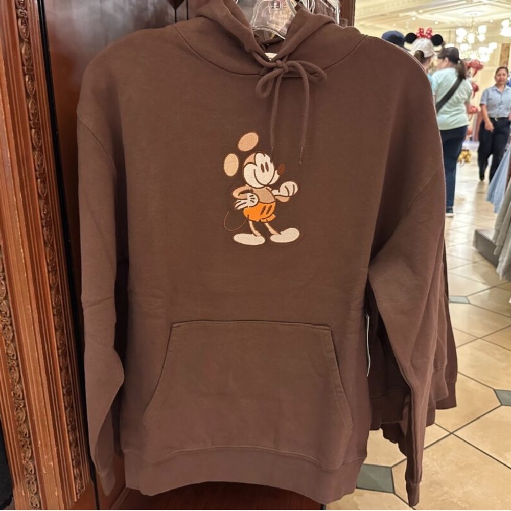 DISNEY PARKS MICKEY & FRIENDS GENUINE MOUSEWEAR BROWN HOODIE PULLOVER